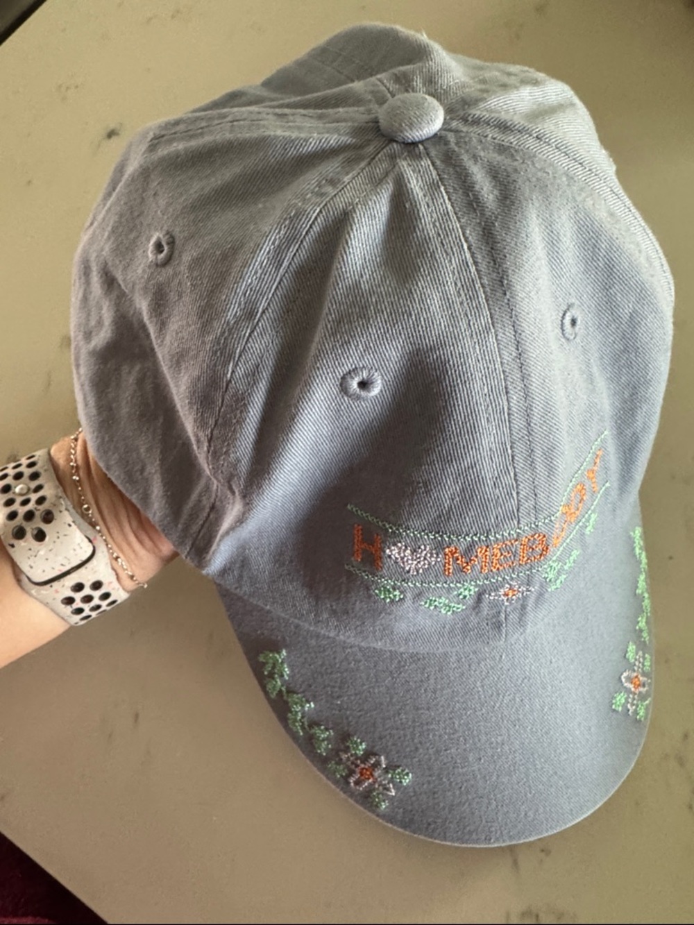 Anthropologie Light Blue Embroidered 'Homebody' Baseball Cap - Picture 2 of 3